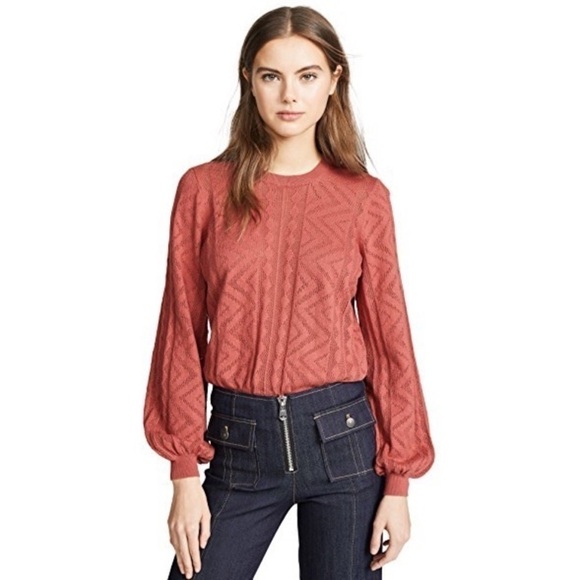 Joie Jaede Pointelle Cotton Cashmere Sweater in Desert Spice Size Medium - Picture 11 of 11